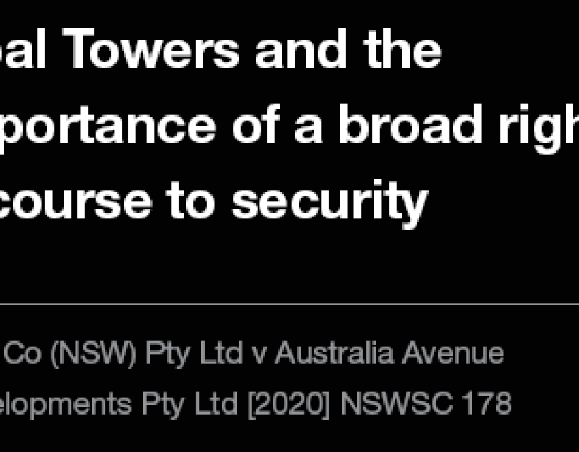 Opal Towers and the importance of a broad right of recourse to security